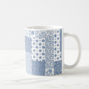 Taza De Café Nostalgic Indigo Faux Patchwork Coffee Mug
