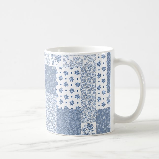 Taza De Café Nostalgic Indigo Faux Patchwork Coffee Mug (Derecha)