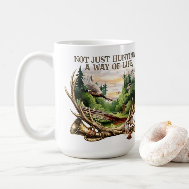 Taza De Café Not Just Hunting — A Way of Life (Con donut)