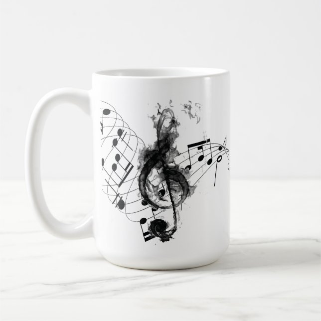 Taza De Café Nota de música Lujo blanco y negro (Izquierda)