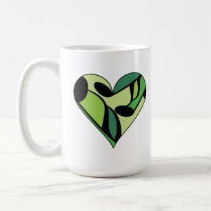 Taza De Café Nota de música verde Patterada Heart Mug