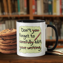 Taza De Café Nota de recordatorio de edición del editor