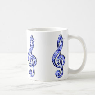 Taza De Café Nota Musical Azul Brillante