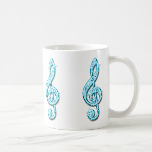 Taza De Café Nota Musical Azul Claro Brillante
