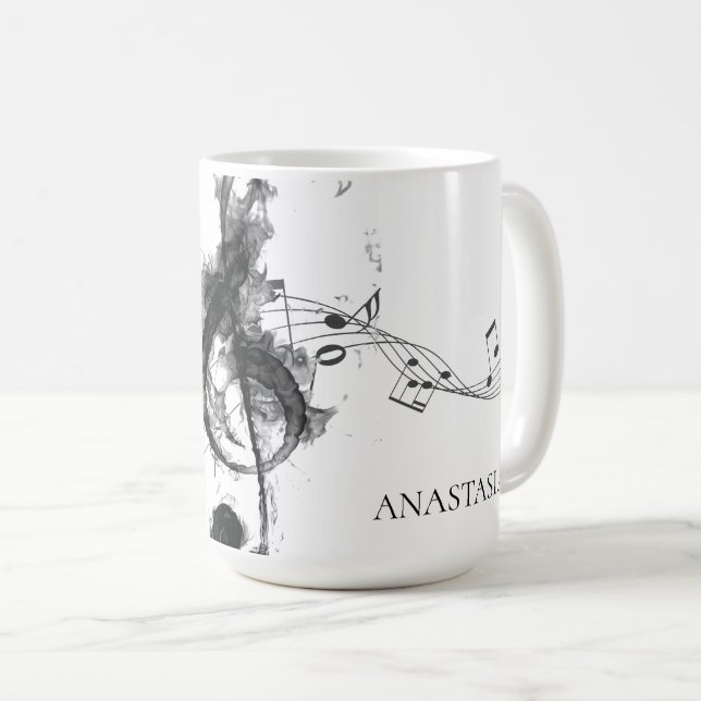 Taza De Café Nota musical Blanco y negro personalizado (Anverso derecho)