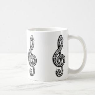 Taza De Café Nota Musical Brillante Negra
