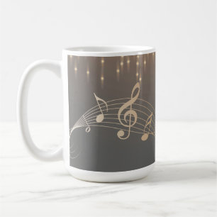 Taza De Café Nota musical El confeti de oro de lujo
