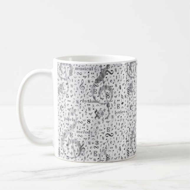 Taza De Café nota musical Patrón Piano musical Mug (Izquierda)