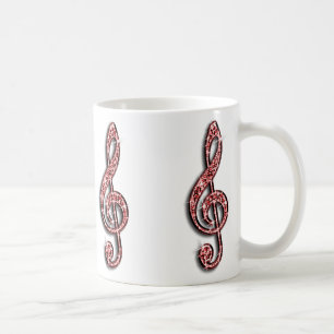 Taza De Café Nota Musical Roja Brillante