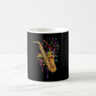 Taza De Café Notas De Música Coloridas Saxofónicas Para Saxofon