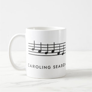 Taza De Café Notas de Música de la Temporada de Villancicos