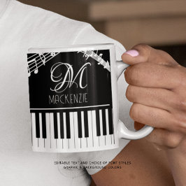 Taza De Café Notas de música Teclado Nombre de monograma Person