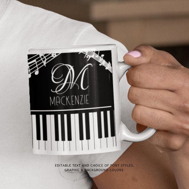 Taza De Café Notas de música Teclado Nombre de monograma Person (Subido por el creador)