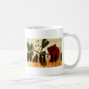 Taza De Café Notas de música Teclado Rojo Rosa Blossom Destiny