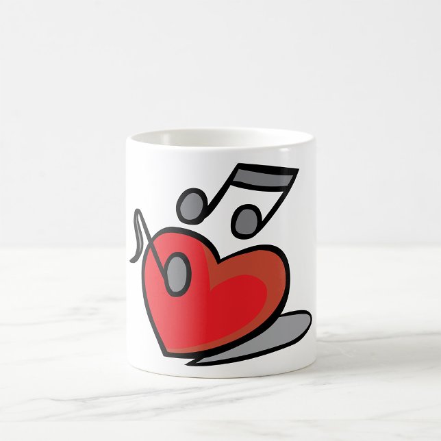Taza De Café Notas musicales cantando corazón rojo (Subido por el creador)