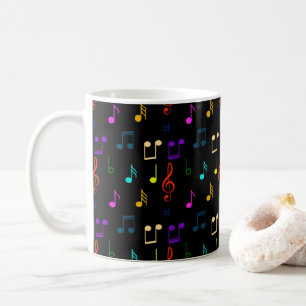 Taza De Café Notas Musicales Coloridas Músico Arte Nota Musical