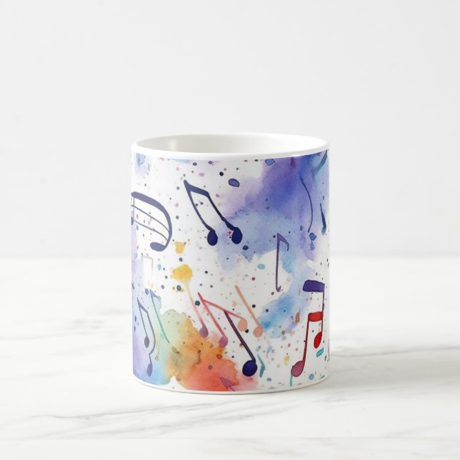 Taza De Café Notas musicales de color de agua (Centro)
