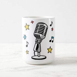 Taza De Café Notas musicales de micrófono vintage diseño de can
