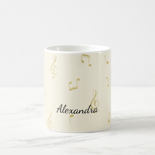 Taza De Café Notas musicales de oro blanco   (Centro)