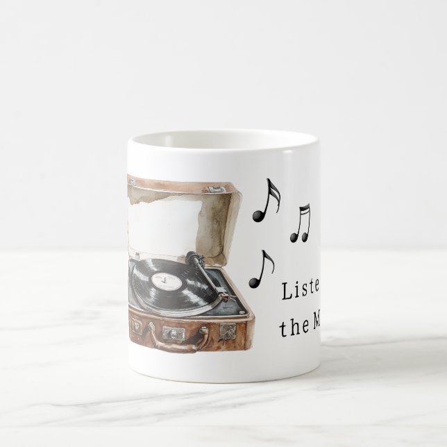 Taza De Café Notas musicales de tocadiscos (Centro)