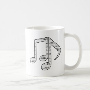 Taza De Café Notas musicales en blanco y negro