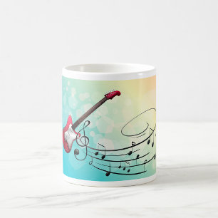 Taza De Café Notas musicales girando guitarra eléctrica Rock an
