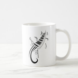 TAZA DE CAFÉ NOTAS MUSICALES GRÁFICOS DE TATTOO DE PIANO KEYBOA