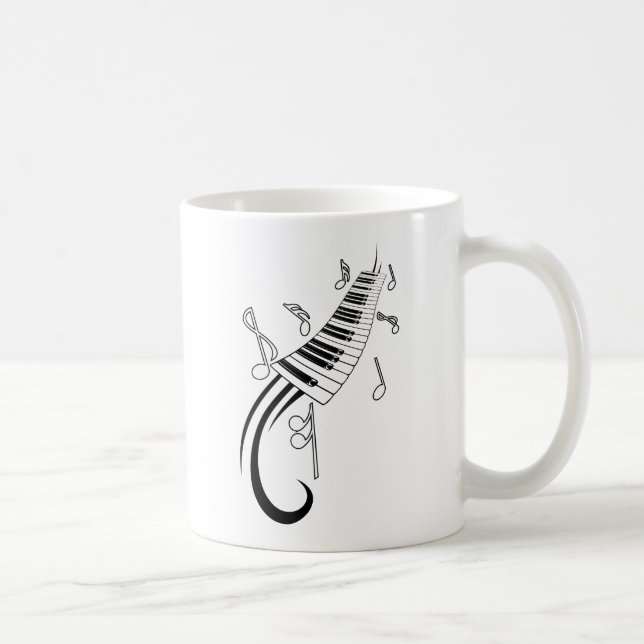 TAZA DE CAFÉ NOTAS MUSICALES GRÁFICOS DE TATTOO DE PIANO KEYBOA (Derecha)
