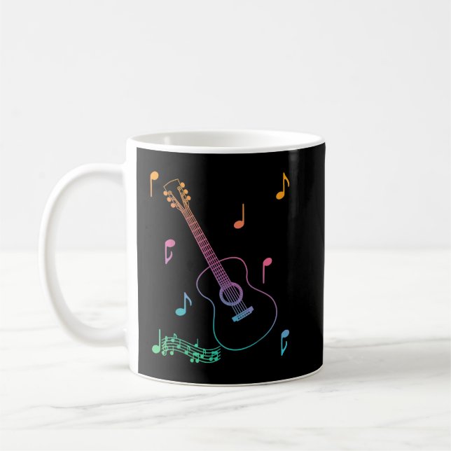 Taza De Café Notas Musicales Guitarra Acústica (Izquierda)