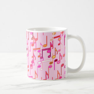 Taza De Café Notas musicales impresas - rosa, multi