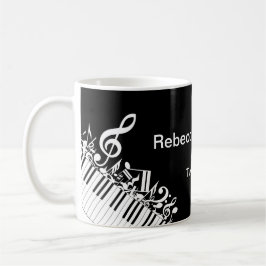 Taza De Café Notas musicales improvisadas y claves de piano per