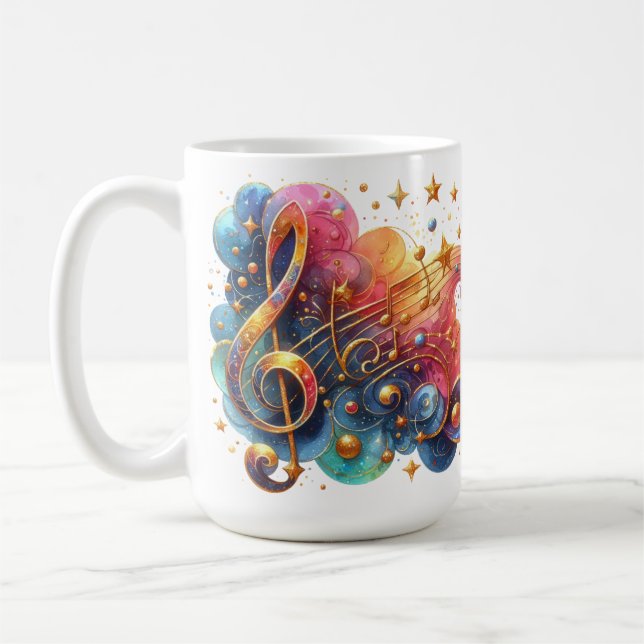 TAZA DE CAFÉ NOTAS MUSICALES ORNATIVAS COLORIDAS (Izquierda)