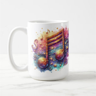 TAZA DE CAFÉ NOTAS MUSICALES ORNATIVAS COLORIDAS