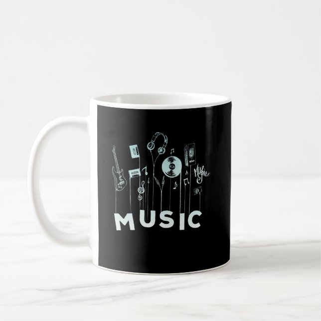 Taza De Café Notas musicales Vinyl Guitar Music Lover (Izquierda)