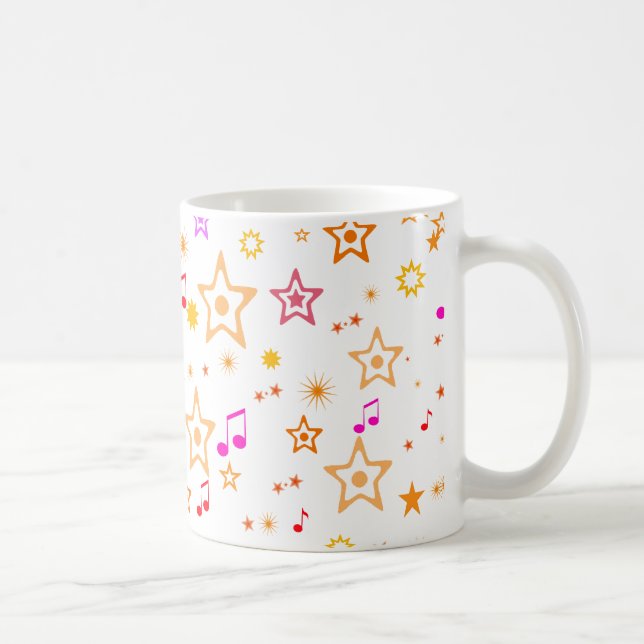 Taza De Café Notas musicales y estrellas: (Derecha)