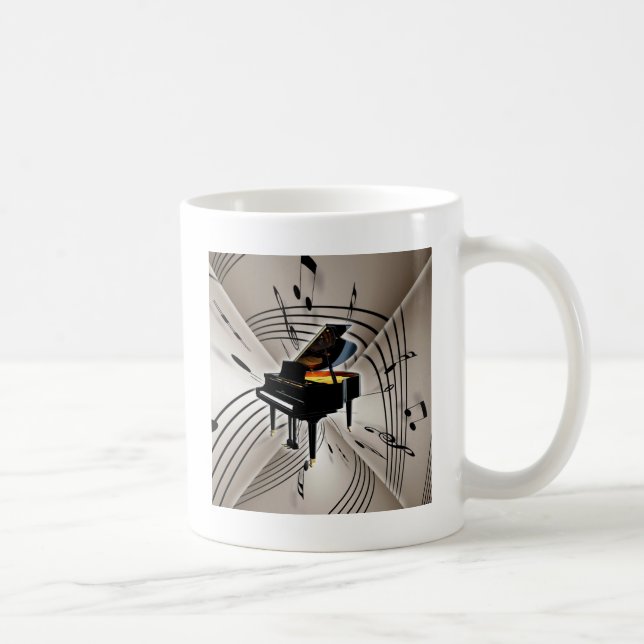 Taza De Café Notas y personal del piano (Derecha)