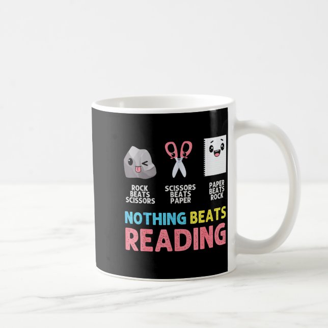 Taza De Café Nothing Beats Reading Funny Rock Paper Scissors  (Derecha)