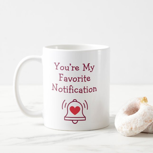 Taza De Café Notificación Favorita Campana Moderna Rojo Burdeos (Con donut)