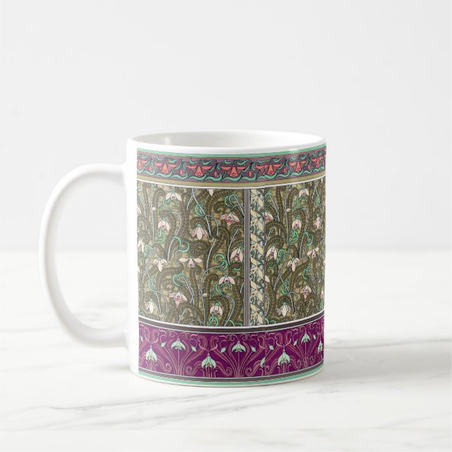 Taza De Café Nouveau Art nouveau flor patrón mug (Izquierda)