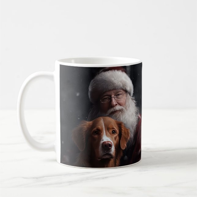 Taza De Café Nova Scotia Duck Toller Con Santa Claus Festividad (Izquierda)