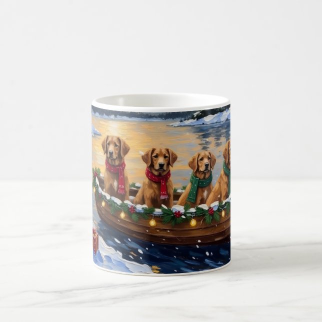 Taza De Café Nova Scotia Duck Tolling Retriever Christmas Boat  (Centro)