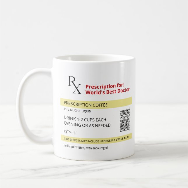 Taza De Café Novedad Médica de prescripción de RX (Izquierda)