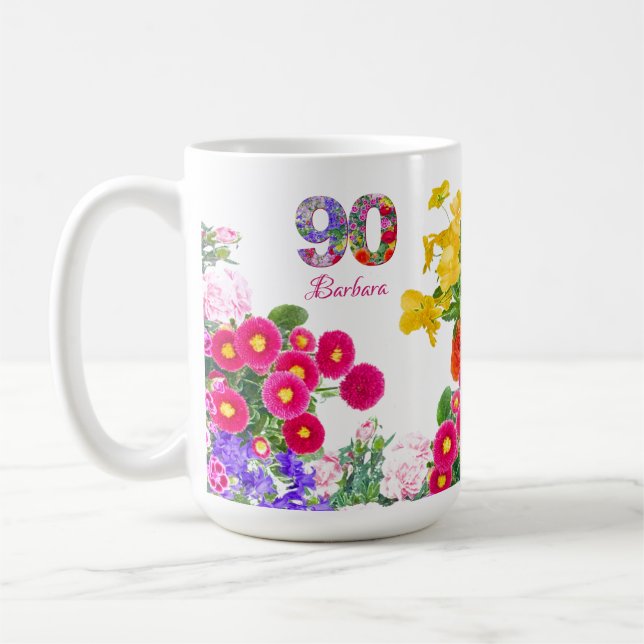 Taza De Café Novena fiesta de cumpleaños - Bouquet floral 90 añ (Izquierda)
