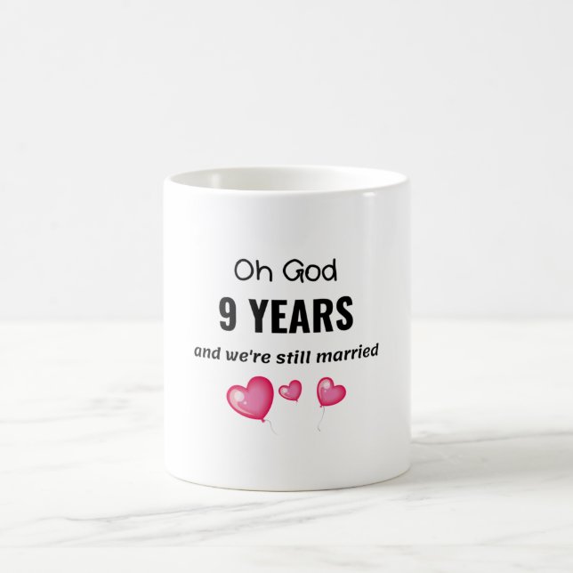 Taza De Café Noveno Aniversario del Boda: Gracioso regalo para  (Centro)