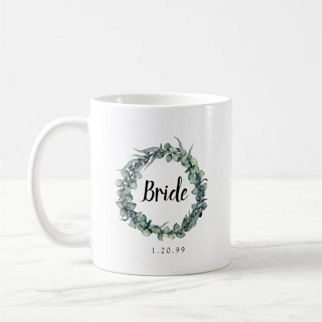 Taza De Café Novia botánica Eucalyptus Berry Wreath (Izquierda)