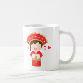 Taza De Café Novia de Boda Tradicional China Adorable Para Ella