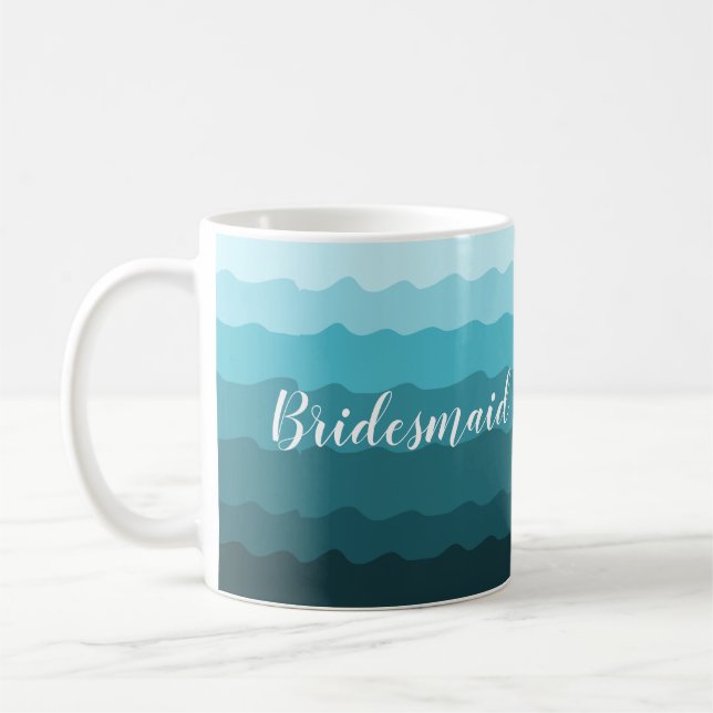 Taza De Café Novia de matrimonio en la playa de las olas azules (Izquierda)