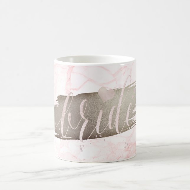 Taza De Café Novia de PixDezines | Marble Rubor Pink Script (Centro)