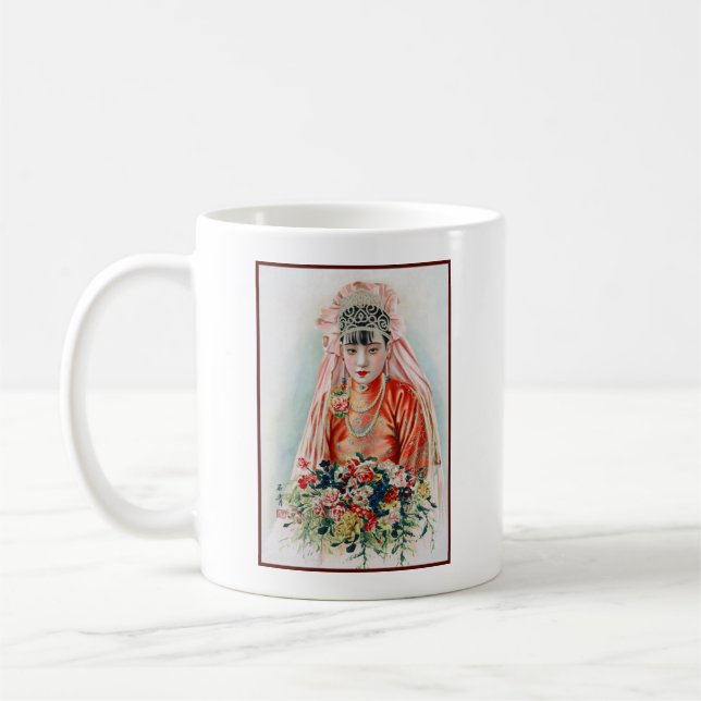 Taza De Café Novia en rojo a Boda chino en Shanghai (Izquierda)
