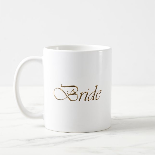 Taza De Café Novia, escritura dorada moda elegante blanco (Izquierda)